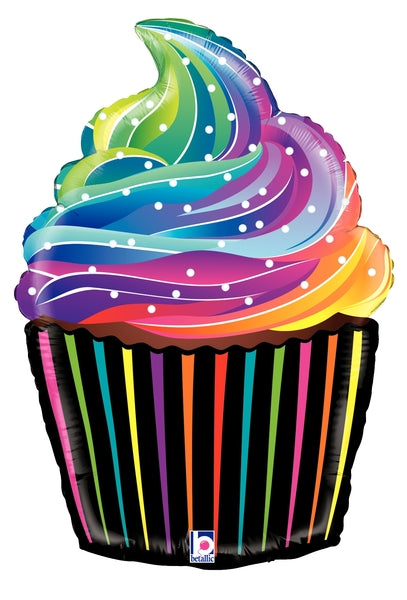 27" Foil Shape Balloon Rainbow Cupcake