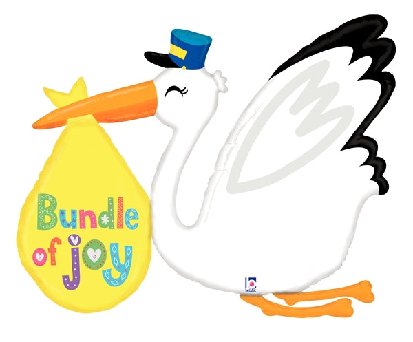 43" Foil Shape Balloon Baby Bundle Stork