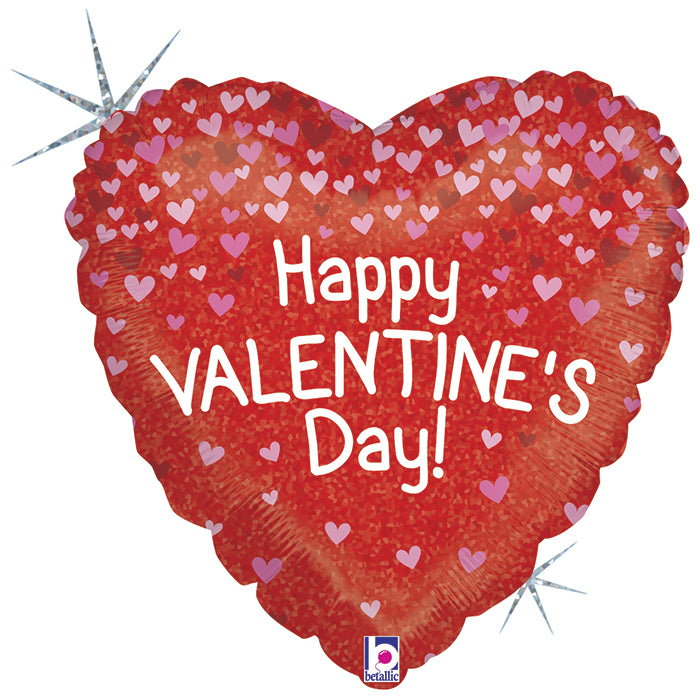 18" Holographic Balloon Valentine Heart Confetti