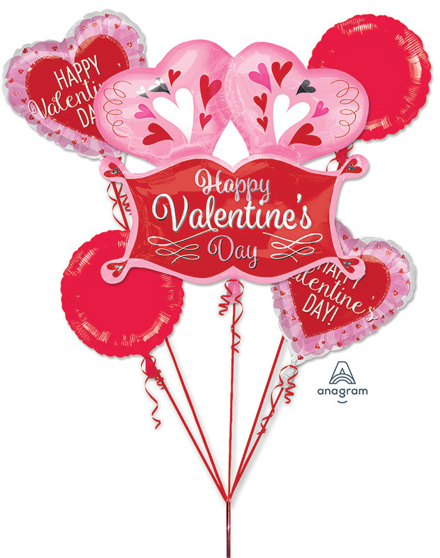 Bouquet Double Heart Marquee Valentines Balloon