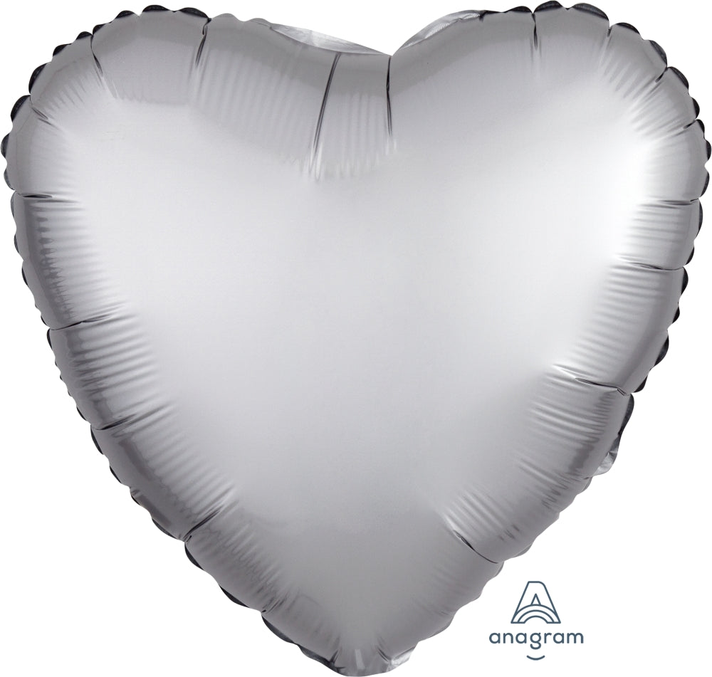 18" Satin Luxe Platinum Heart Foil Balloon