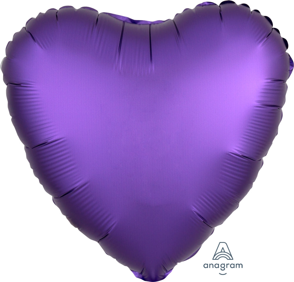 18" Satin Luxe Purple Royale Heart Foil Balloon