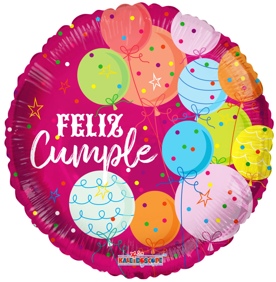 18" Feliz Cumple Redondo Rosa (Spanish) Foil Balloon