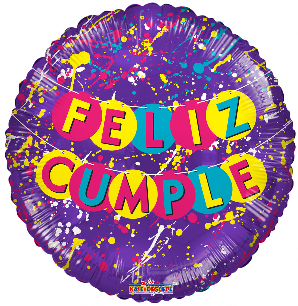 18" Feliz Cumple Spots (Spanish) Foil Balloon