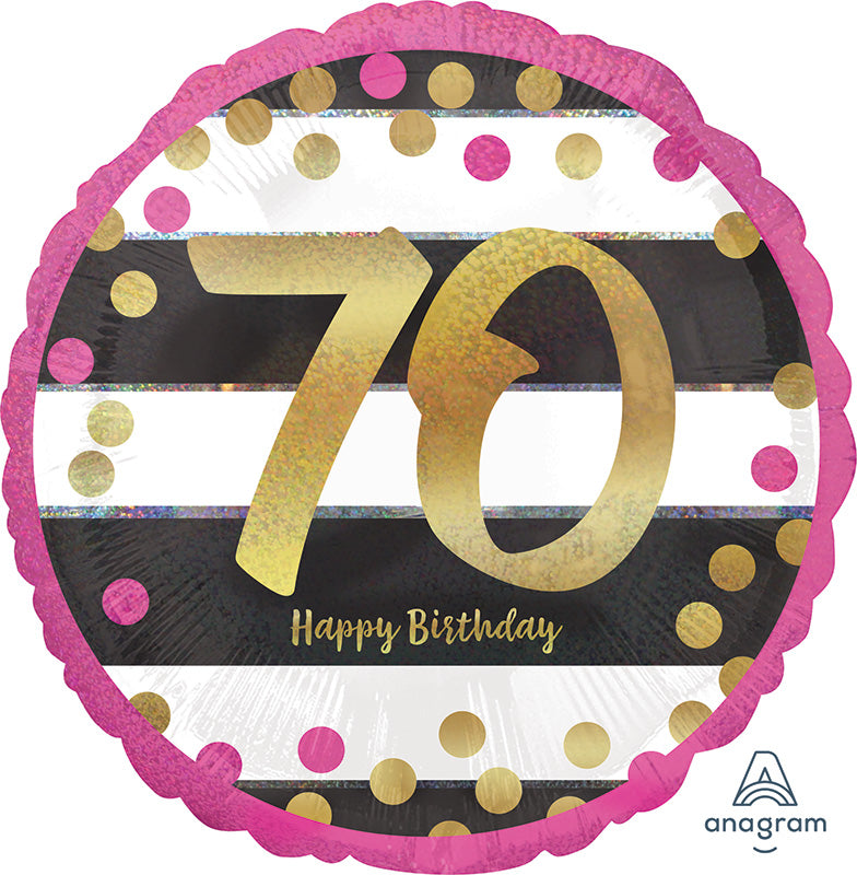 18" Pink & Gold Milestone 70 Foil Balloon