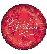 2" Airfill Only Red Starry Merry Christmas Balloon
