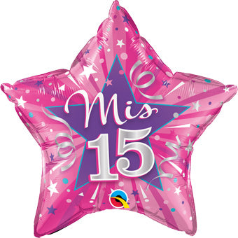 20" Star Mis 15 Hot Pink Balloon (Spanish)