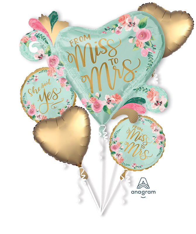 Bouquet From Miss to Mrs. Mint to Be Foil Balloon