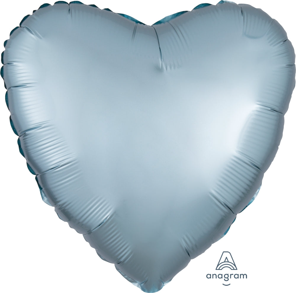 18" Satin Luxe Heart Pastel Blue Foil Balloon
