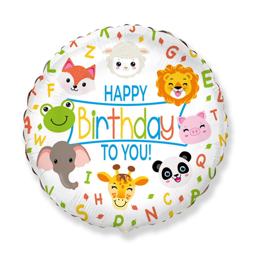 18" Happy Birthday Animals Foil Balloon