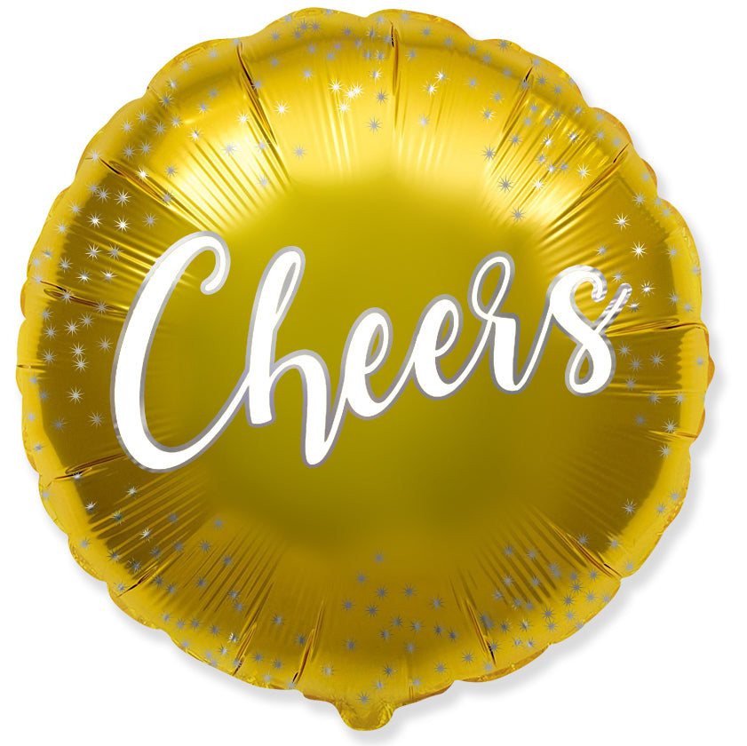 18" Round Cheers Gold Dots Foil Balloon