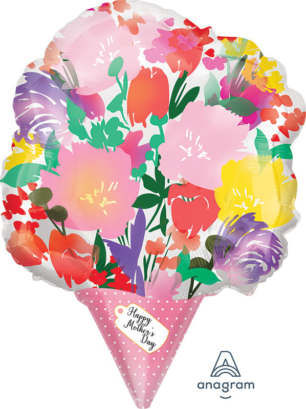 18" Happy Mother's Day Watercolor Bouquet Foil Balloon