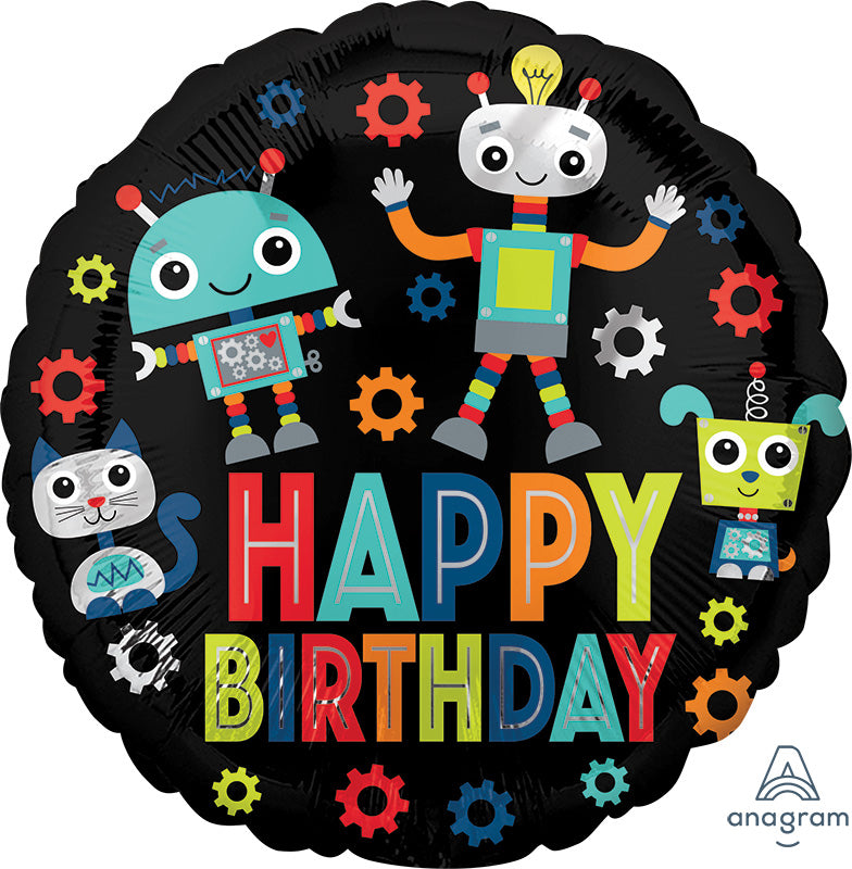 18" Birthday Robots Foil Balloon