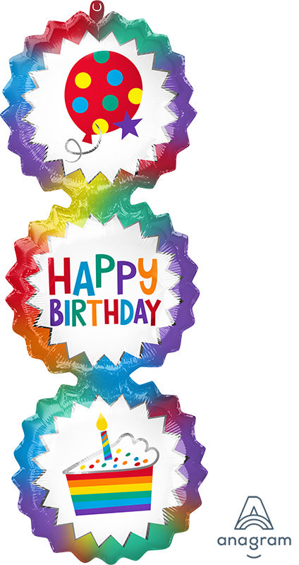 38" SuperShape Happy Birthday Ombre Bursts Foil Balloon