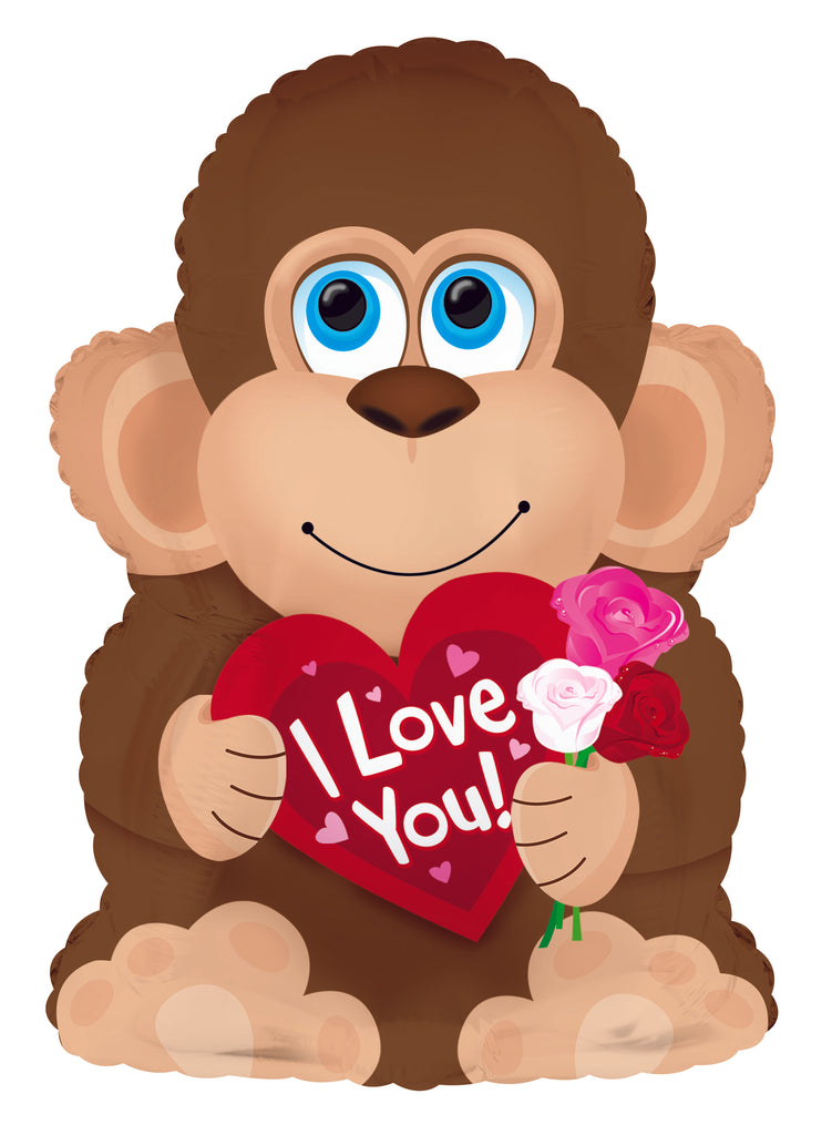 12" Airfill Only Mr Loveable Monkey Shape Foil Balloon