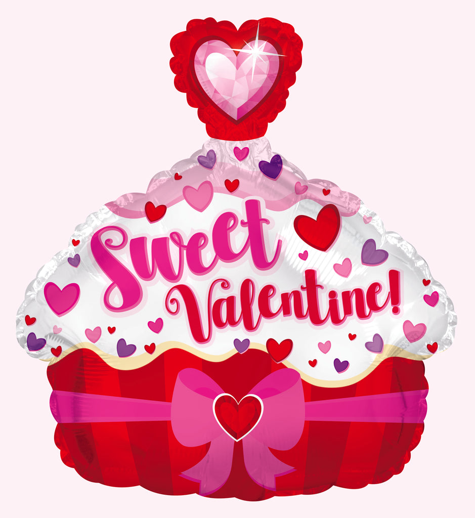 12" Airfill Only Sweet Valentine Cupcake Balloon
