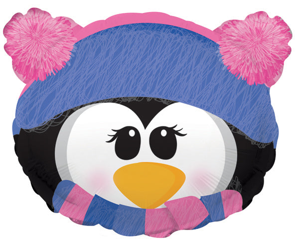 10" Airfill Only Penguin Face Earmuffs Foil Balloon