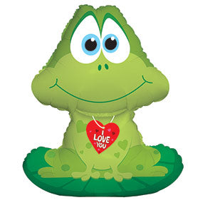 11" Airfill Only I Love You Frog Balloon on Lilly Pad