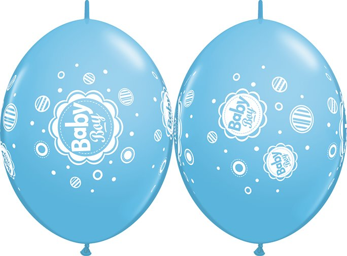 12" Quicklink Pale Blue (50 Count) Baby Boy Dots Latex Balloons