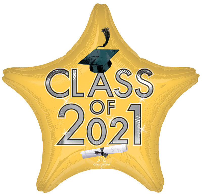 18" Graduation Class of 2021 - Gold Foil Balloon