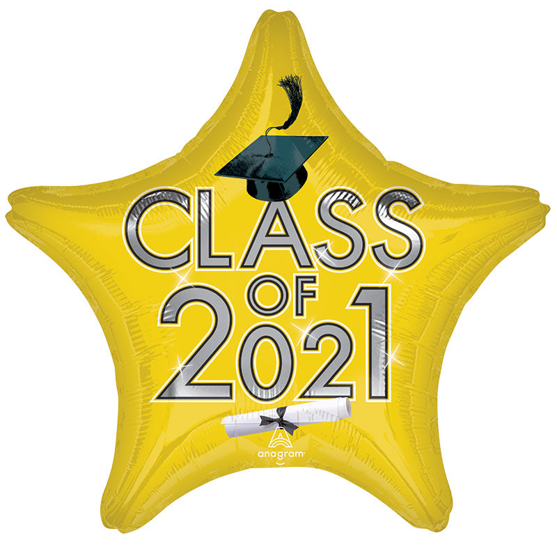 18" Graduation Class of 2021 - Yellow Foil Balloon