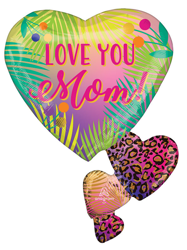 30" SuperShape Tropical Mom Floating Hearts Foil Balloon