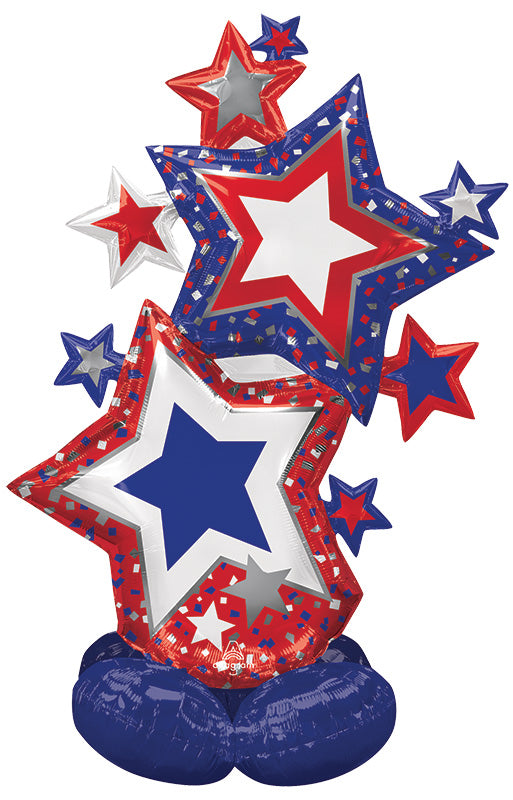 59" Airfill Only Airfill Only Airfill Only Airloonz Consumer Inflatable Patriotic Star Cluster Foil Balloon