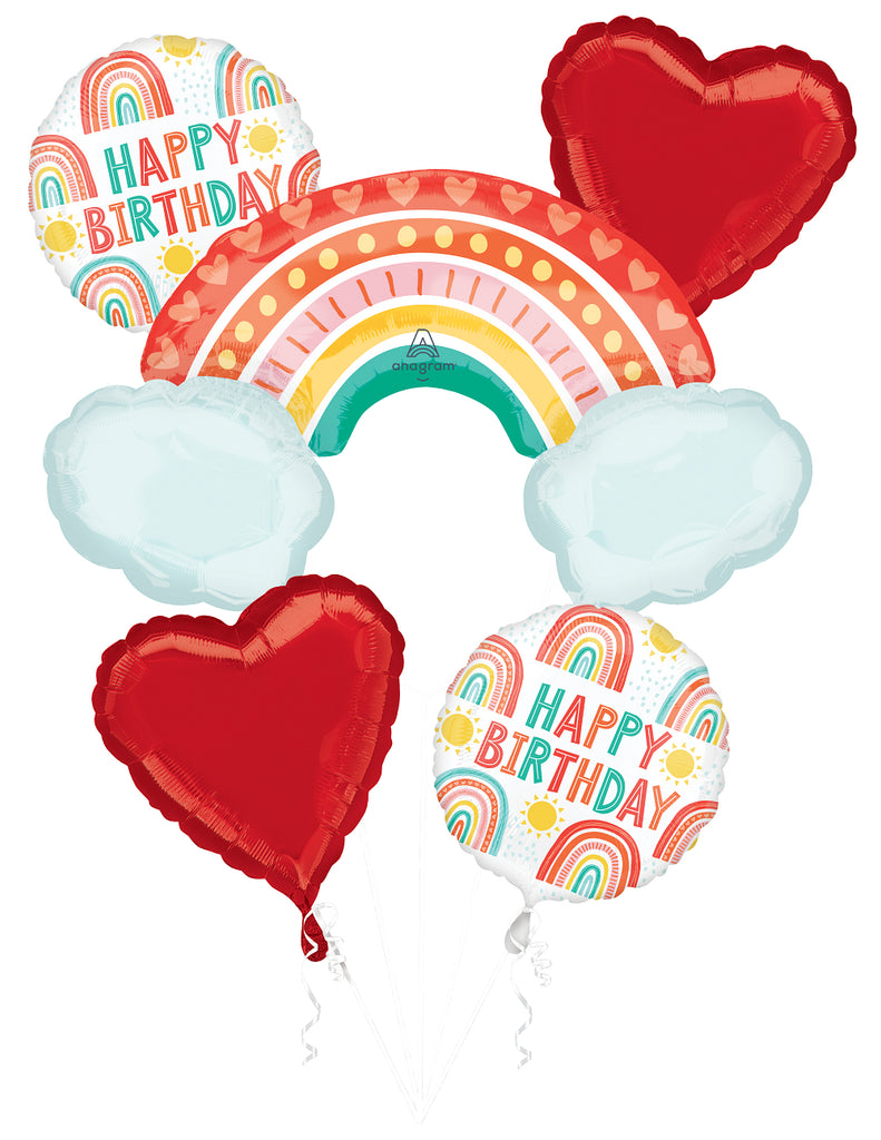 Bouquet Retro Rainbow Birthday Foil Balloon
