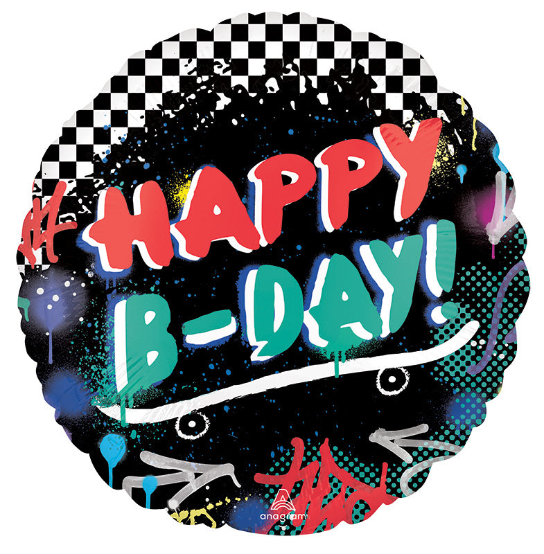 28" Happy Birthday Skater Party Foil Balloon