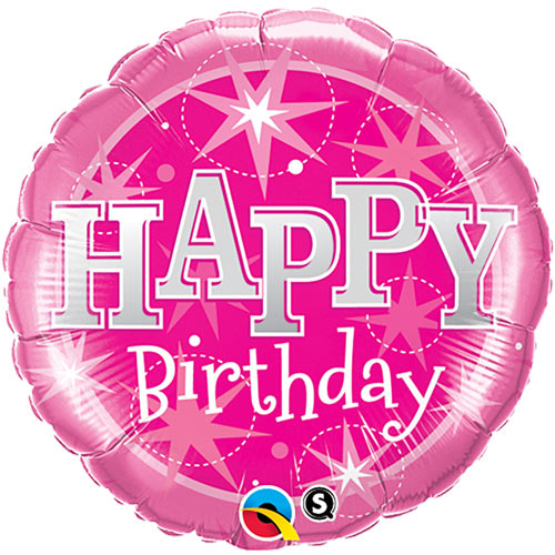36" Packaged Birthday Pink Sparkle Balloon