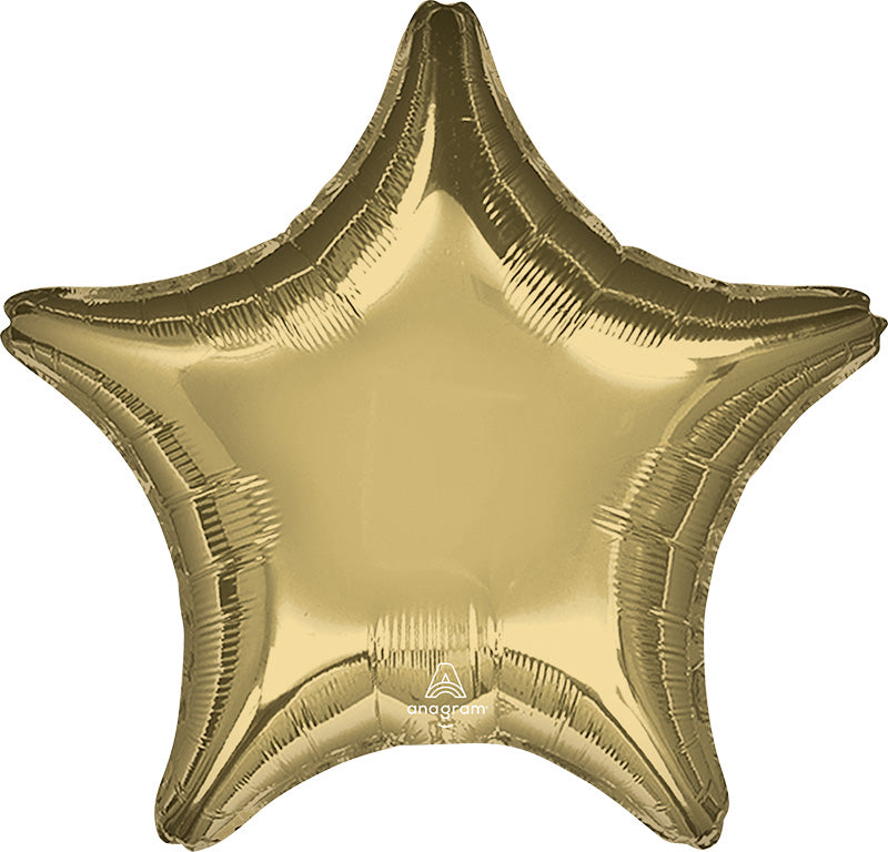 19" White Gold Star Foil Balloon