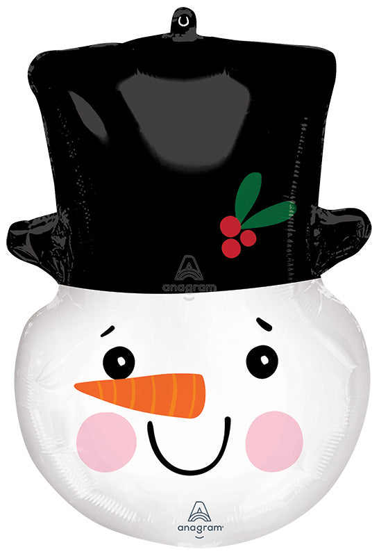 23" SuperShape Smiley Snowman Head Foil Balloon