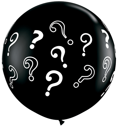 36" Onyx Black (2 Per Bag) Question Marks Latex Balloons