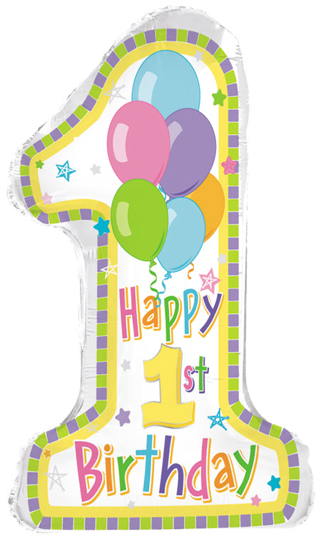 31" Happy 1st Birthday Foil Balloon