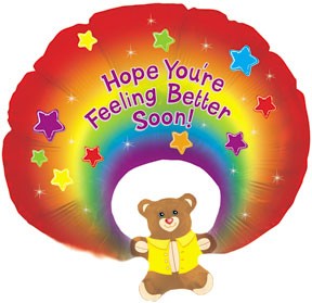 31" Feel Better Soon Rainbow Bear Foil Balloon
