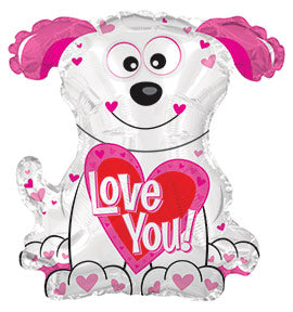 22" Love You Pink and White Doggie Shape Balloon Packaged