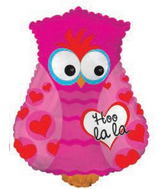 24" Hoo La La Owl Balloon Shape Pink Packaged