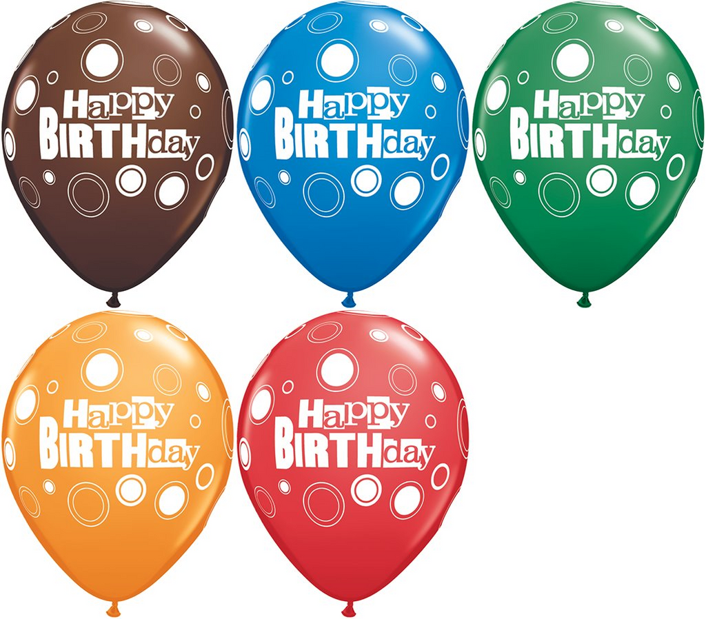 11" Special Assorted (50 Count) Birthday Bold Dots Latex Balloons