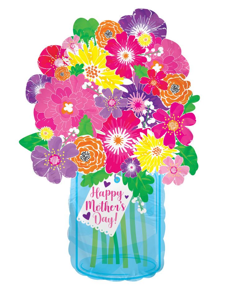 22" Happy Mother's Day Blue Jar Boka Foil Balloons