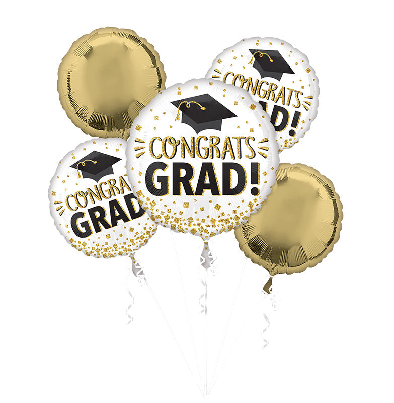 Bouquet Congrats Grad Gold Glitter Foil Balloon