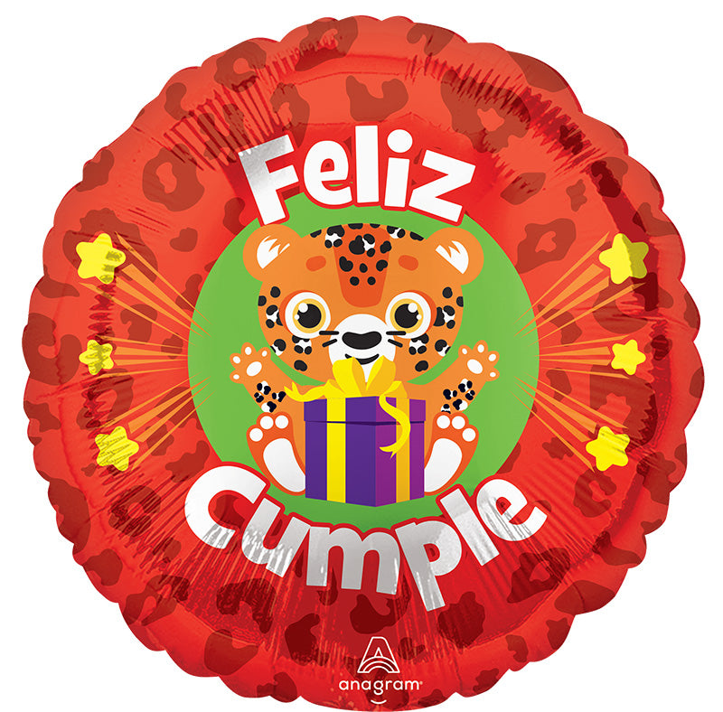 18" Feliz Cumpleaños Guepardo (Spanish) Foil Balloon