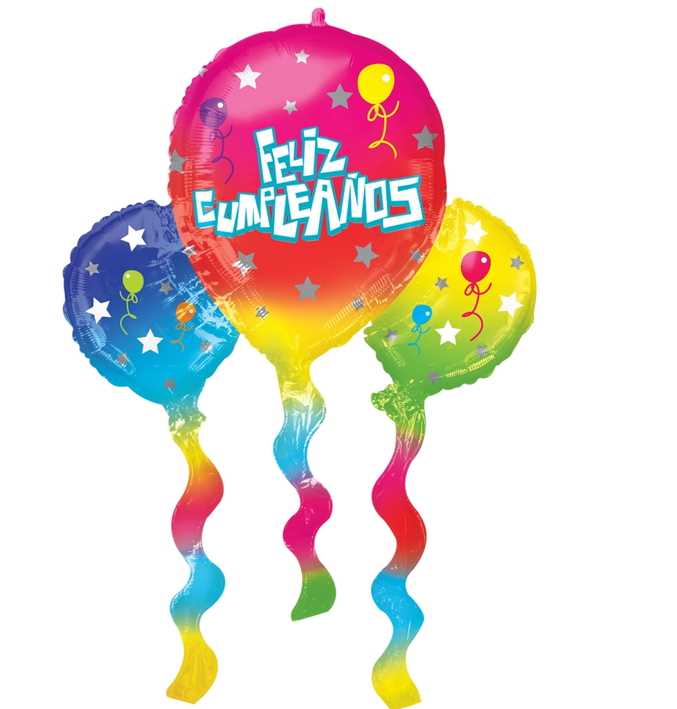 39" Jumbo Supershape Feliz Cumpleaños Remolino (Spanish) Foil Balloon
