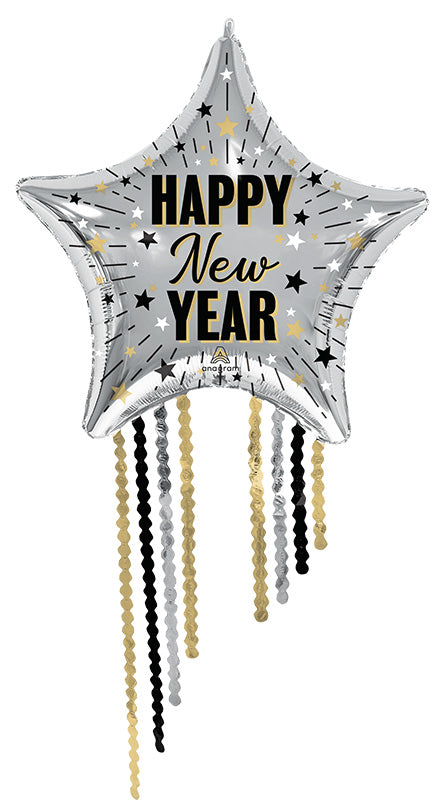 50" Jumbo Elegant New Years Eve Celebration Star Fringe Foil Balloon