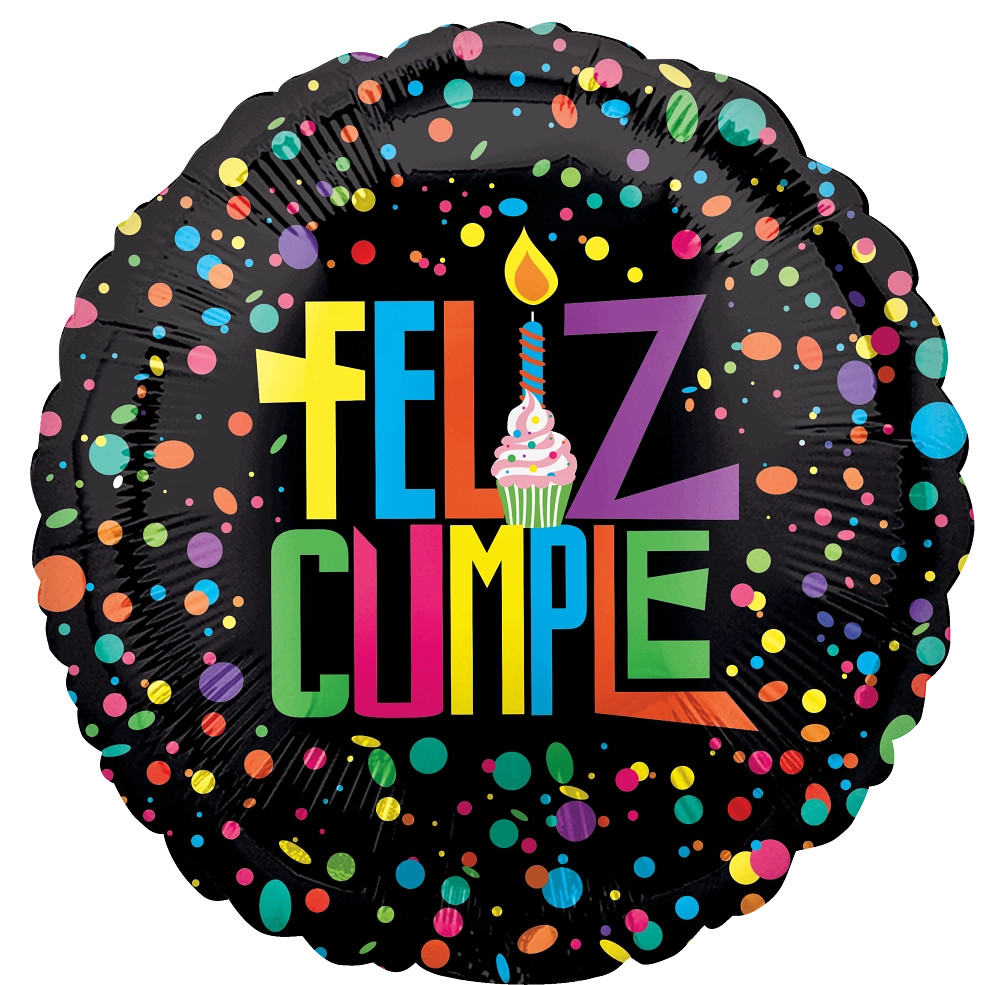 18" Feliz Cumpleaños Confeti (Spanish) Foil Balloon