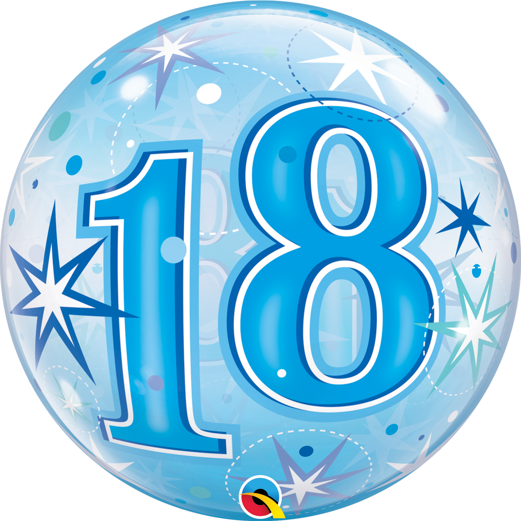 22" Single Bubble 18 Blue Starburst Sparkle Balloon