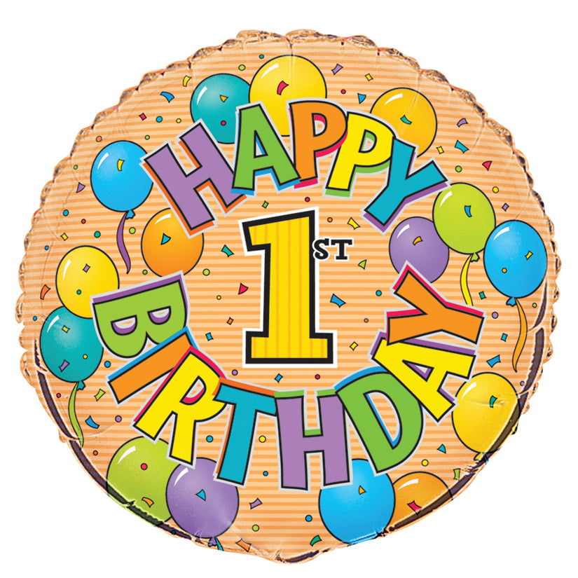 18" Happy Birthday Festive 1st Balloon