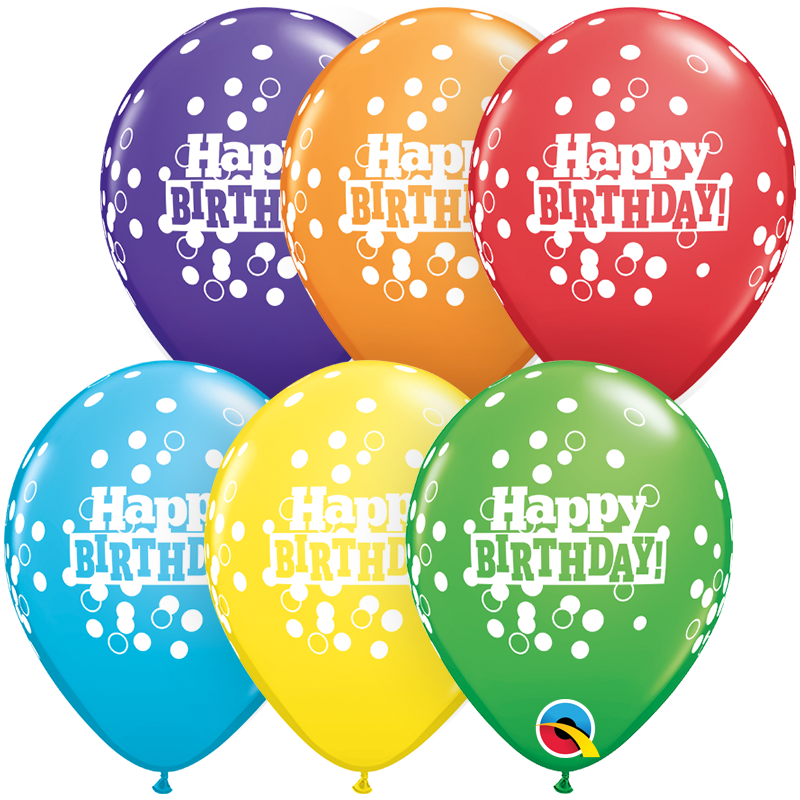 5" Rainbow (100 Per Bag) Birthday Dots Latex Balloons