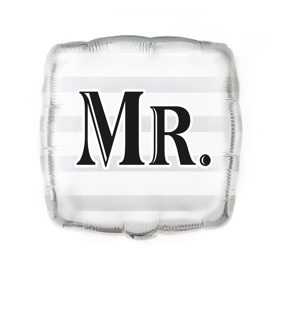 18" Square Foil Balloon Bulk - Silver "Mr."