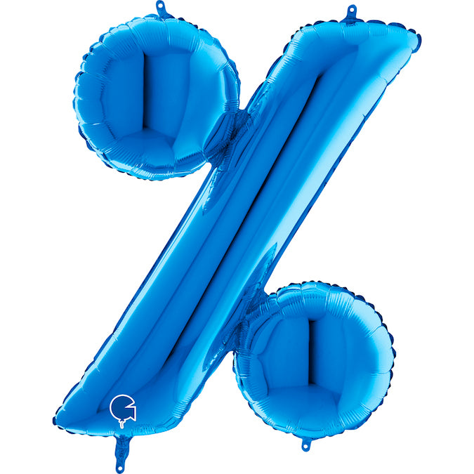 40" Symbol Percentage Blue Foil Balloon
