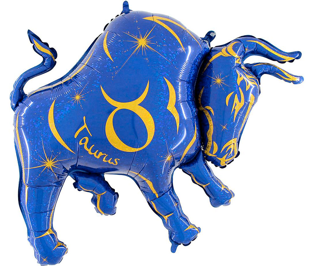40" Zodiac Sign Taurus Blue Foil Balloon